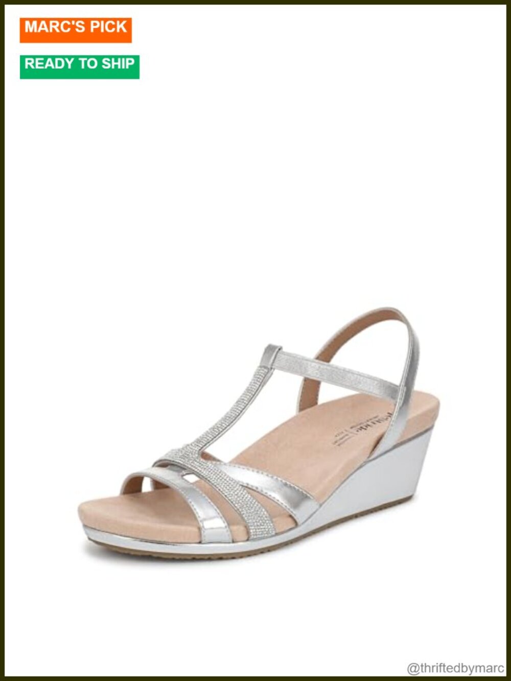 LifeStride Mimosa Women's Wedge Sandals, Cushioned & Rhinestone Strappy, Size